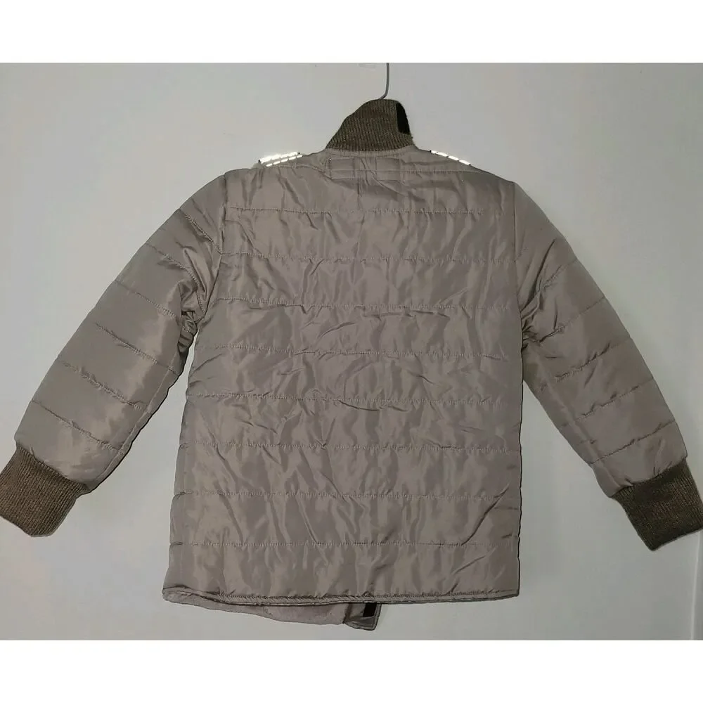 Buckle Me Baby Coats Boys 5 Dinosaurs Quilted Half Zip Puffer Jacket Size 5 Grey